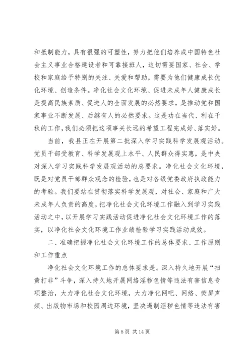 副书记召开净化社会文化会讲话.docx