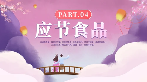 中国风手绘浪漫七夕节日科普PPT模板