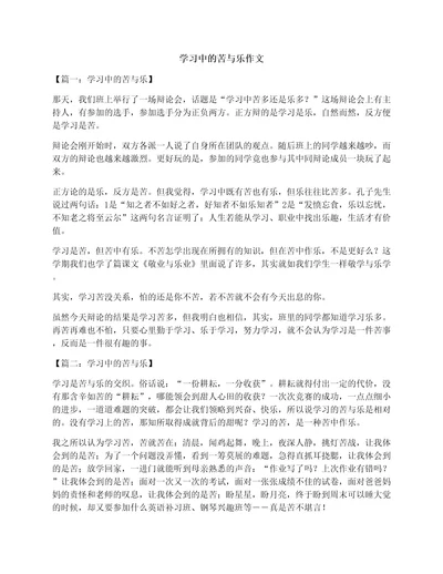 学习中的苦与乐作文