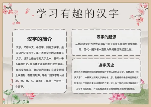 有趣的汉字手抄报word模板