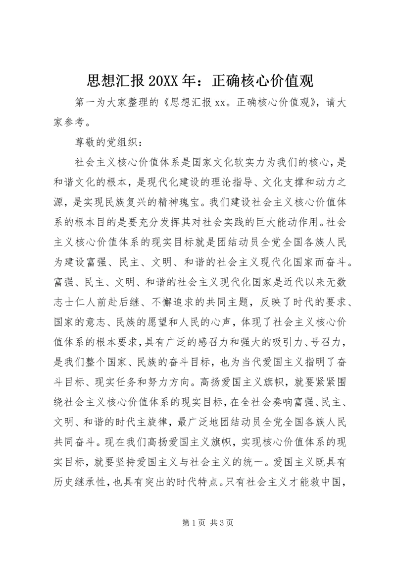 思想汇报20XX年：正确核心价值观.docx