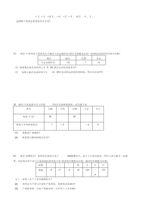 七年级数学有理数及其运算测试题