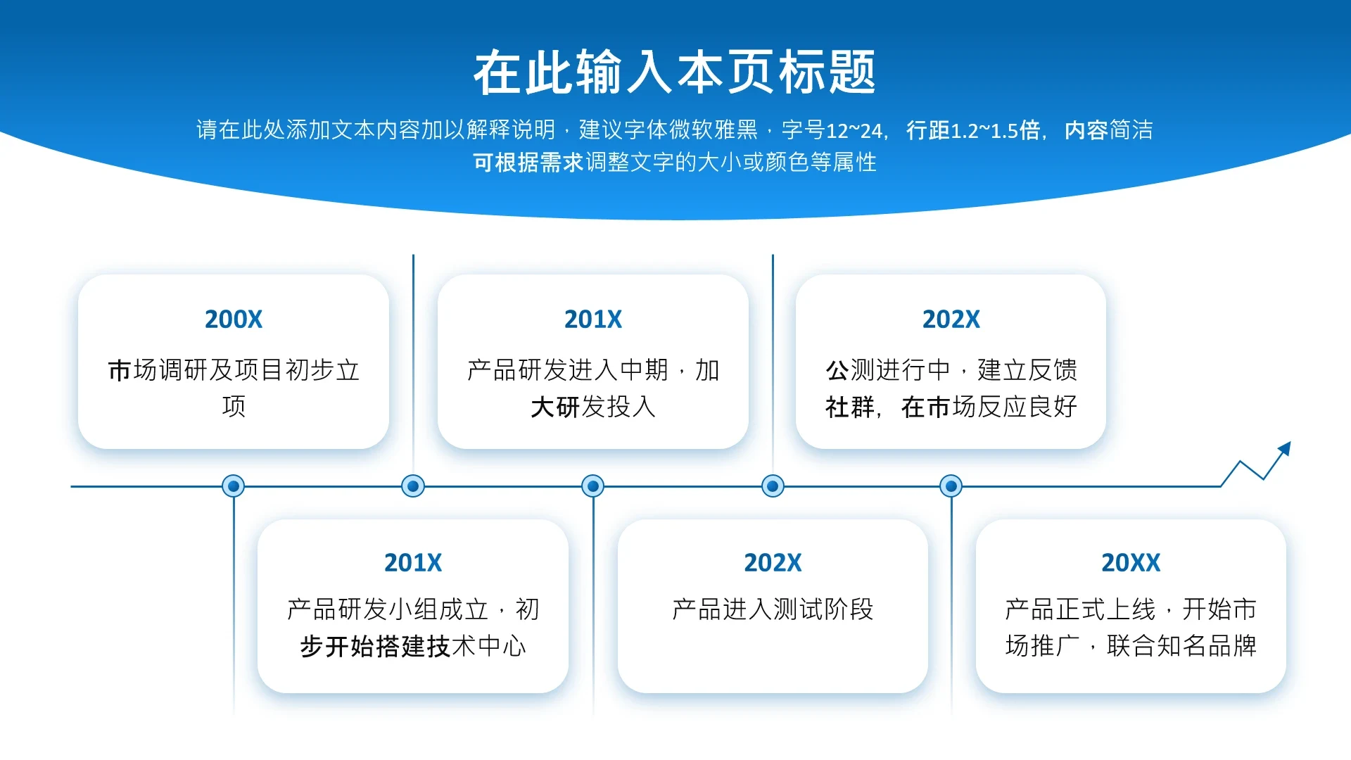 项目进展-蓝色简约风6项时间轴