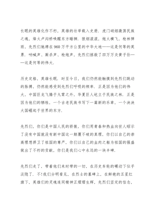 清明节致敬戍边英雄少年代表演讲稿5篇.docx