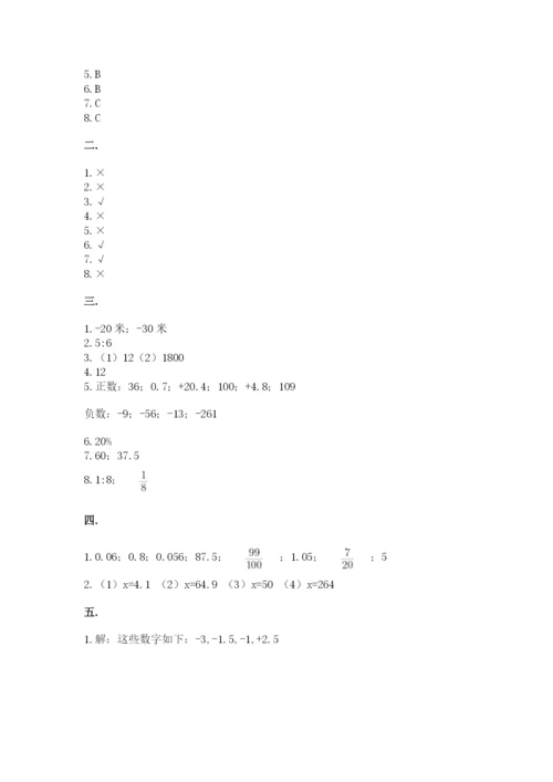 小学数学六年级下册竞赛试题及参考答案（能力提升）.docx