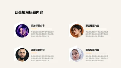 人物介绍-橙色简约风4项并列关系图