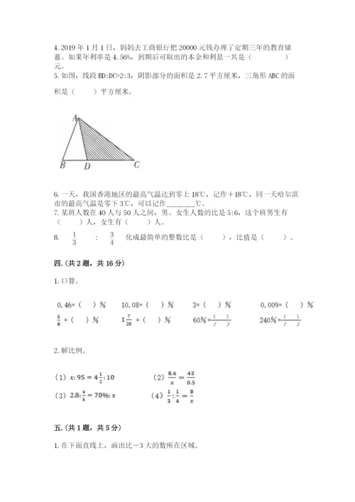 小学六年级下册数学摸底考试题精品（完整版）.docx