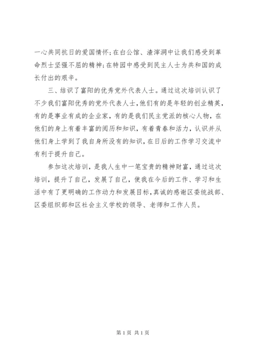 XX年党外代表人士培训心得体会范文.docx