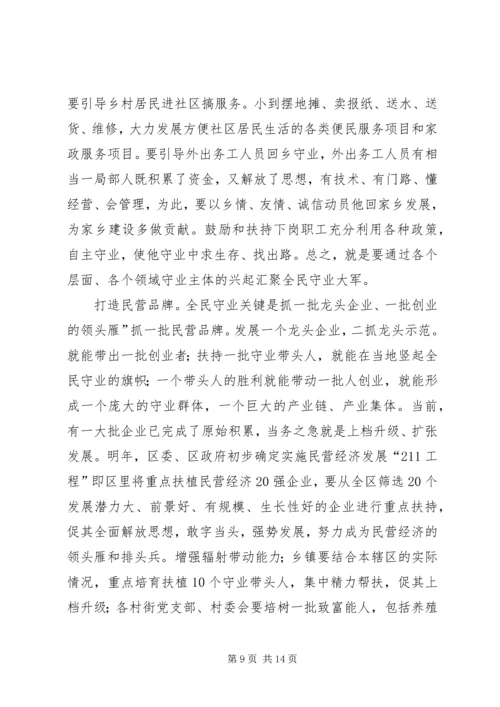 区长在民营经济工作专题会致辞.docx