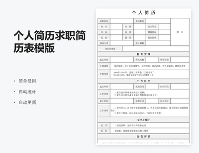 个人简历求职简历表模版