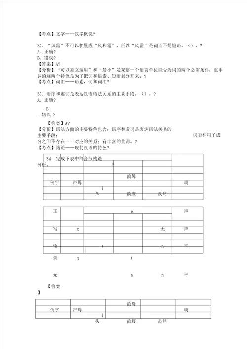 现代汉语习题有