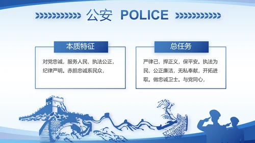 蓝色大气公安派出所年年终总结PPT