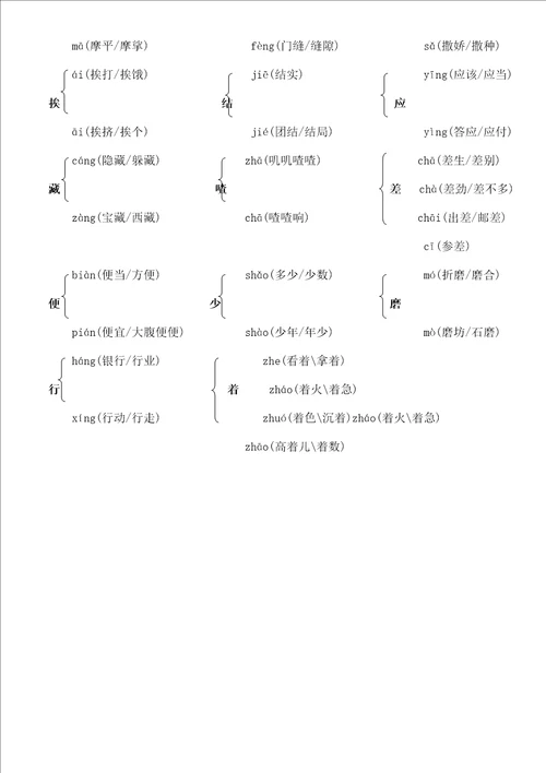 五年级下册多音字组词