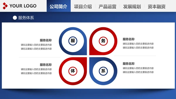 精美欧美风红蓝商业计划书PPT模板