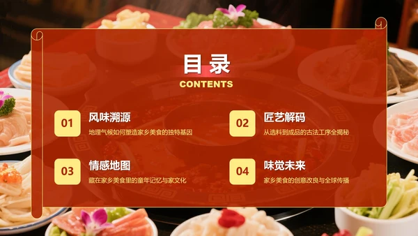 红色火锅主题实景介绍家乡美食PPT模板