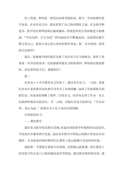 大学毕业生教育专业实习总结