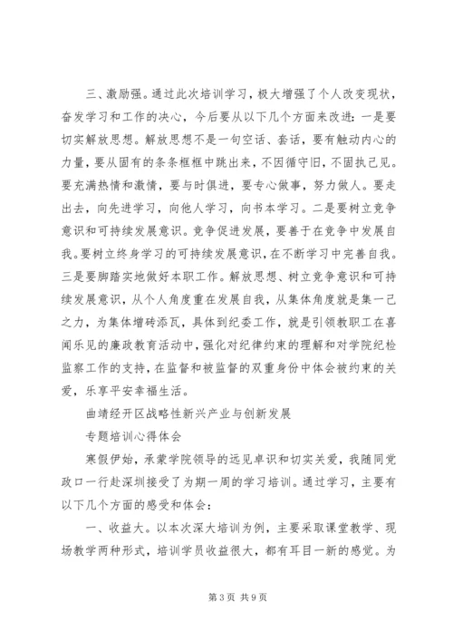 曲靖经开区战略性新兴产业与创新发展专题培训心得体会.docx