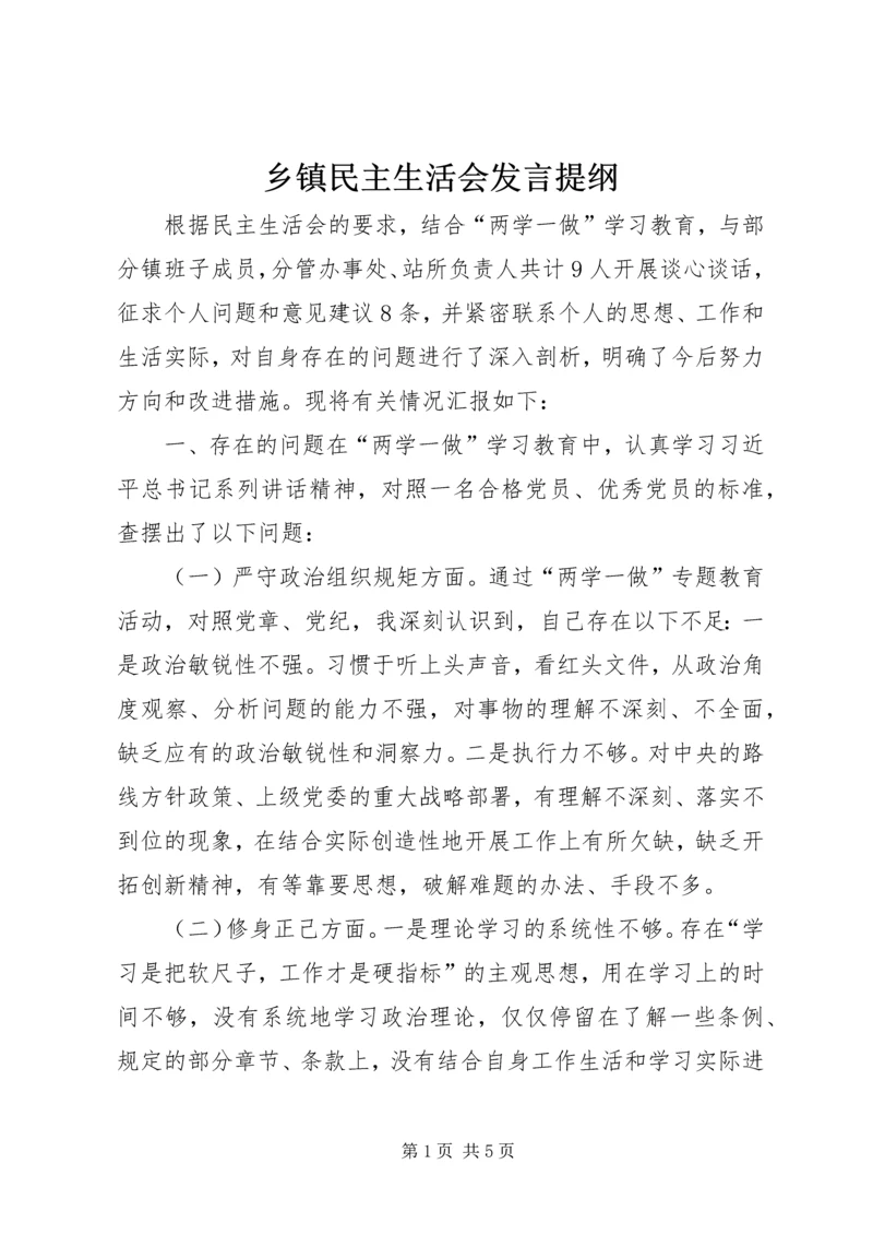 乡镇民主生活会讲话提纲.docx