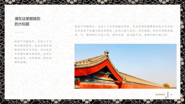 中国古典风梅花纹理宣传通用PPT模板