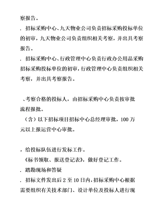 工程及设备招标采购管理规章制度模板