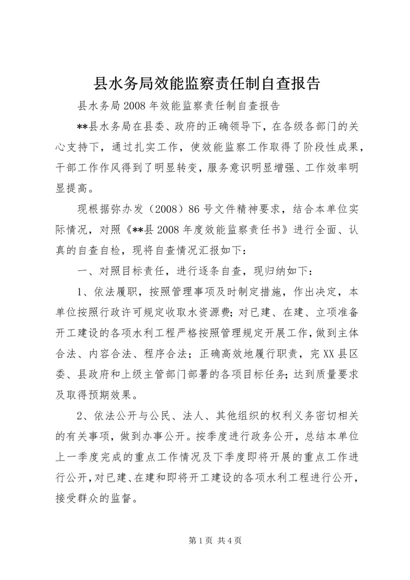 县水务局效能监察责任制自查报告.docx