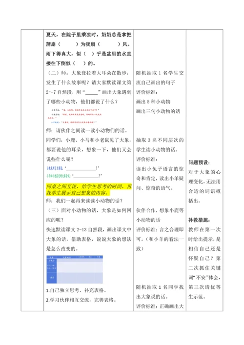 【大单元】19《大象的耳朵》第一课时 教学设计