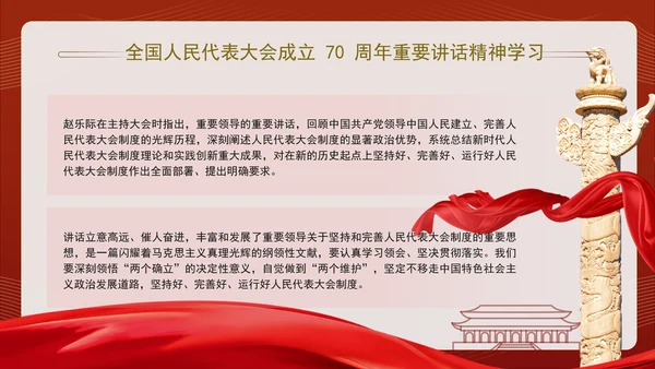 全国人民代表大会成立70周年重要讲话精神学习PPT课件