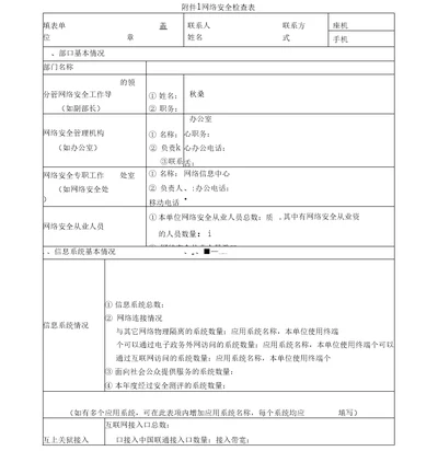 网络安全检查表格