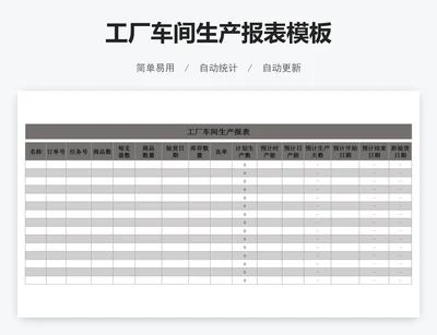工厂车间生产报表模板