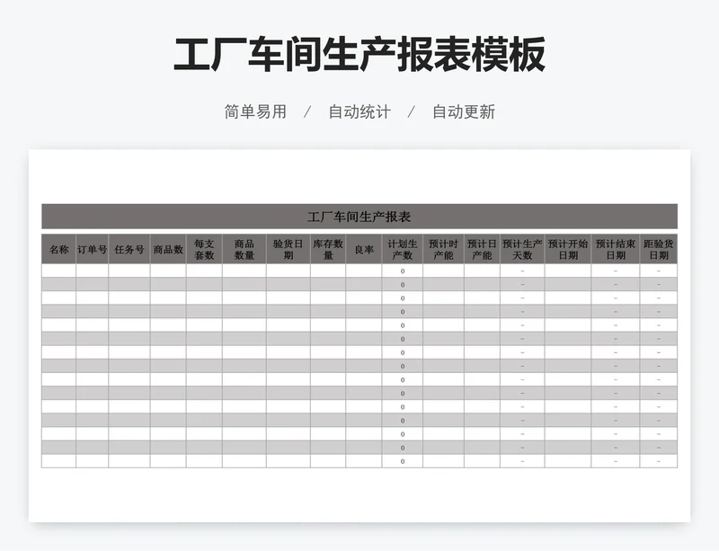 工厂车间生产报表模板