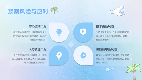呆呆鲨蓝色卡通风年中汇报PPT通用模版