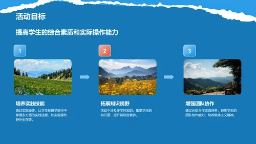 蓝色摄影风研学旅行活动宣传介绍PPT模板