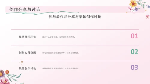 粉色手绘风花开四季，笔绘人生——文学与自然之美PPT模板