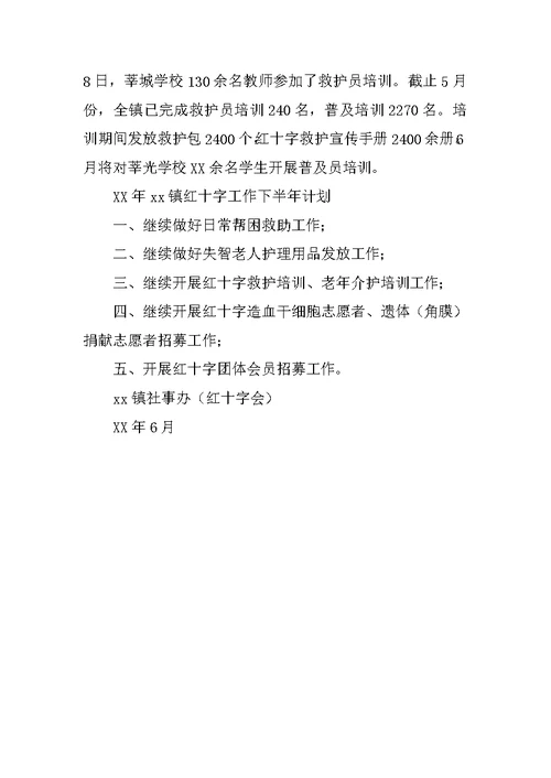 红十字会上半年工作总结 1