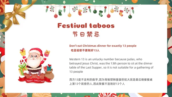 卡通圣诞主题圣诞节英文MerryChristmas节日介绍课件PPT模板