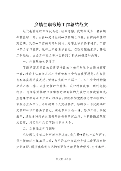 乡镇挂职锻炼工作总结范文.docx