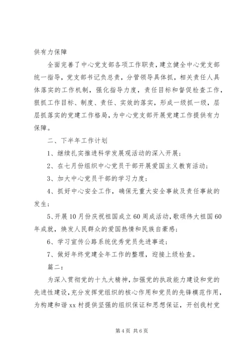 村党支部党建工作半年总结及下一步计划.docx