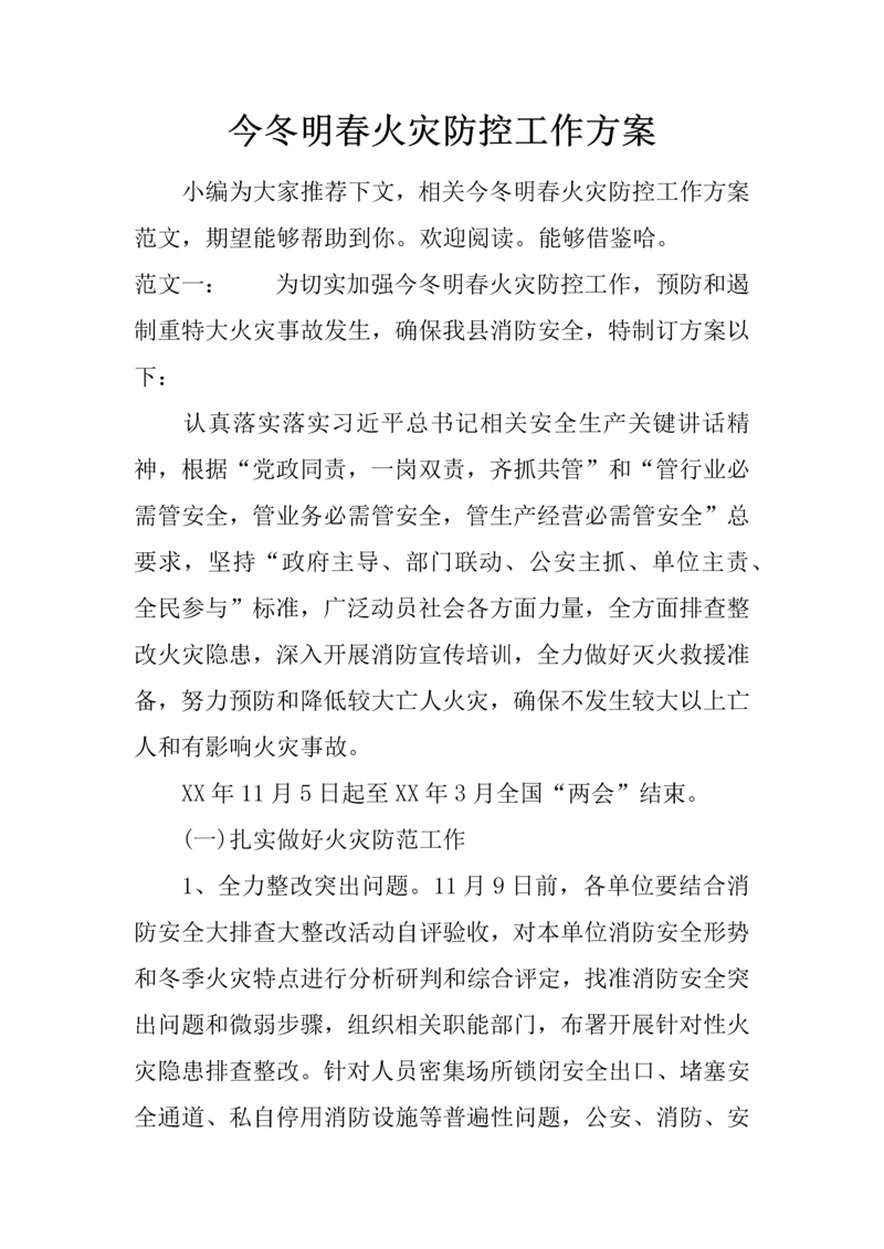 今冬明春火灾防控工作专业方案.docx