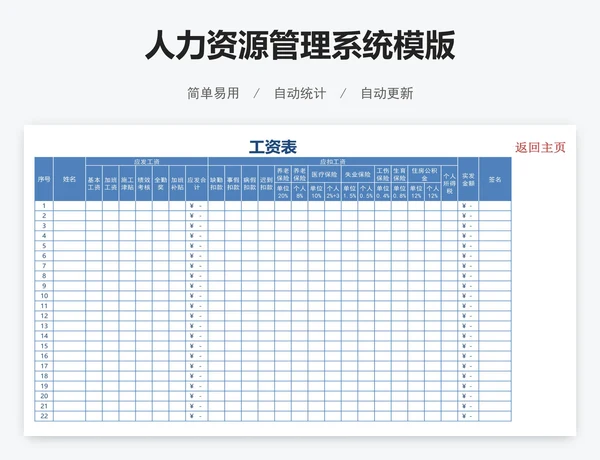 人力资源管理系统模版