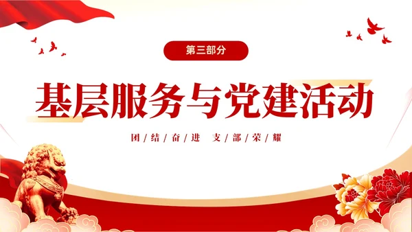 红色大气党建党课党支部书记述职报告PPT