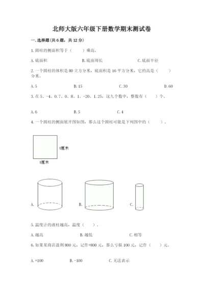 北师大版六年级下册数学期末测试卷精品【典优】.docx