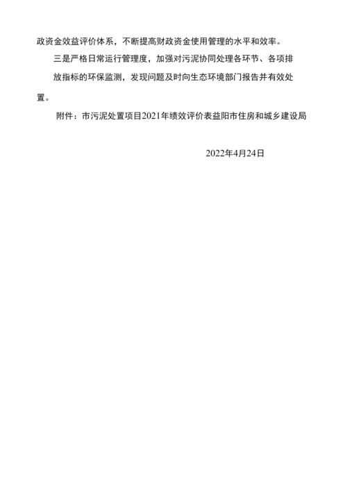 益阳市污泥处置项目2021年污泥处理绩效评价.docx