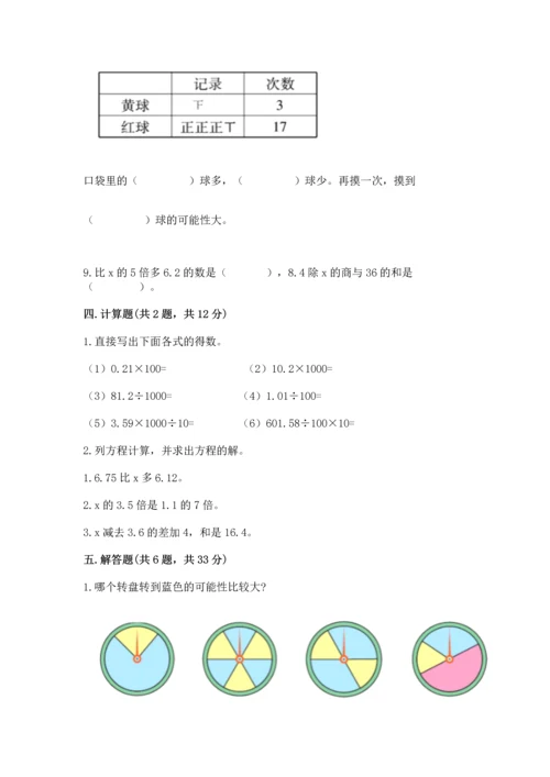 人教版数学五年级上册期末考试试卷附参考答案【巩固】.docx