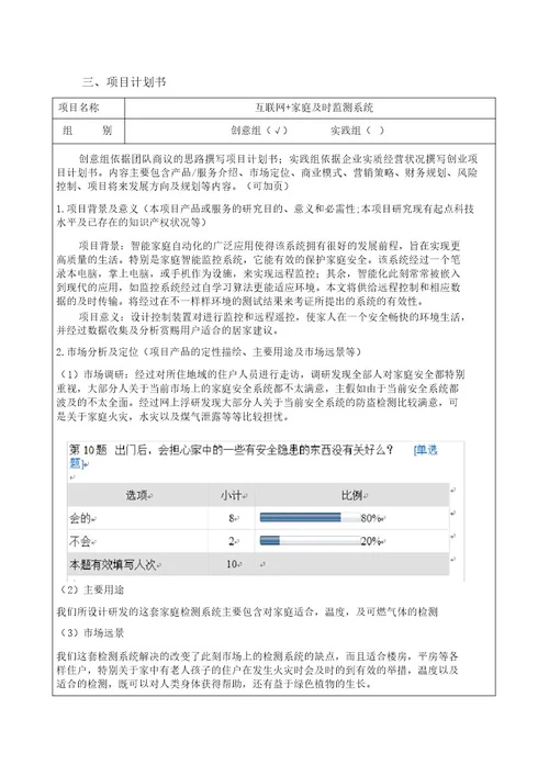 版互联网大学生创新创业大赛项目计划书