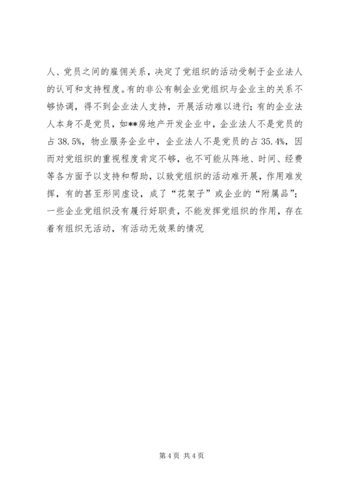 房管局非公有制企业党建工作调研建议 (2).docx
