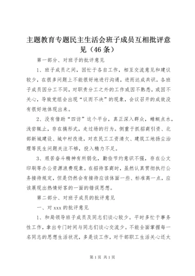 主题教育专题民主生活会班子成员互相批评意见（46条）.docx