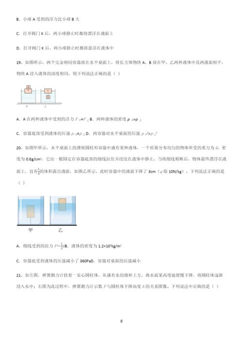 通用版初中物理八年级物理下册第十章浮力知识点总结归纳.docx