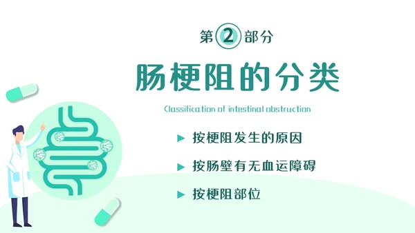 绿色简约医疗肠梗阻疑难病例讨论清新插画风内容型PPT