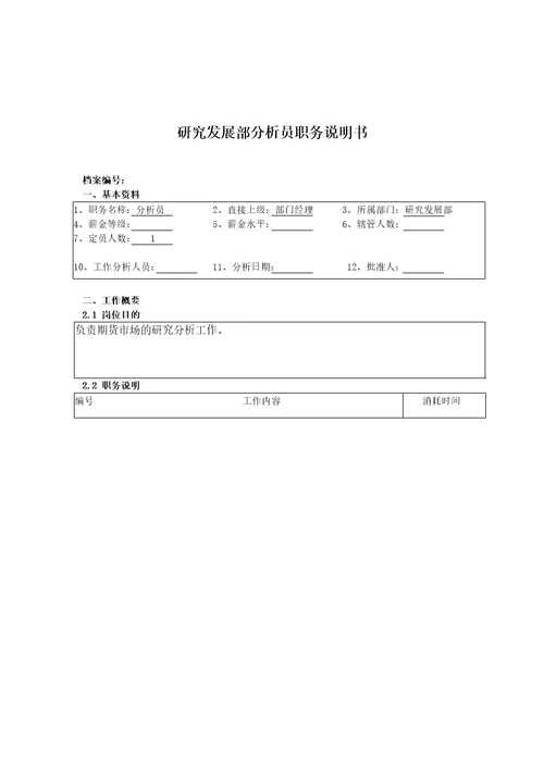 研究开发部工作说明书大全Document15个7