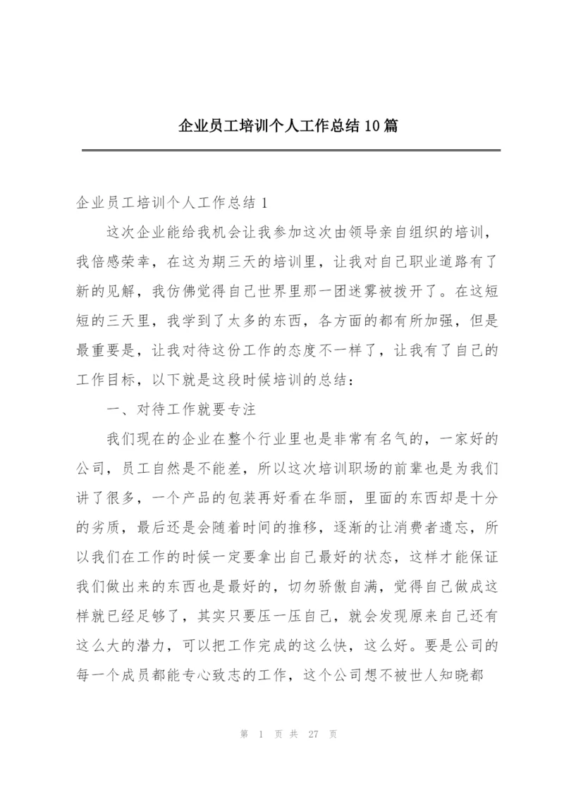 企业员工培训个人工作总结10篇.docx